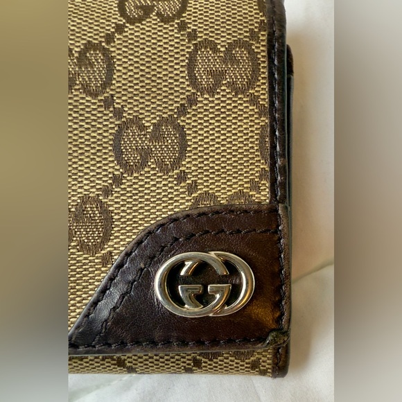 Gucci Britt GG Logo Signature Canvas Leather Continental Bi Fold Zip Wallet - Picture 4 of 10